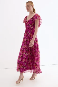 Vestido comprido estampado floral