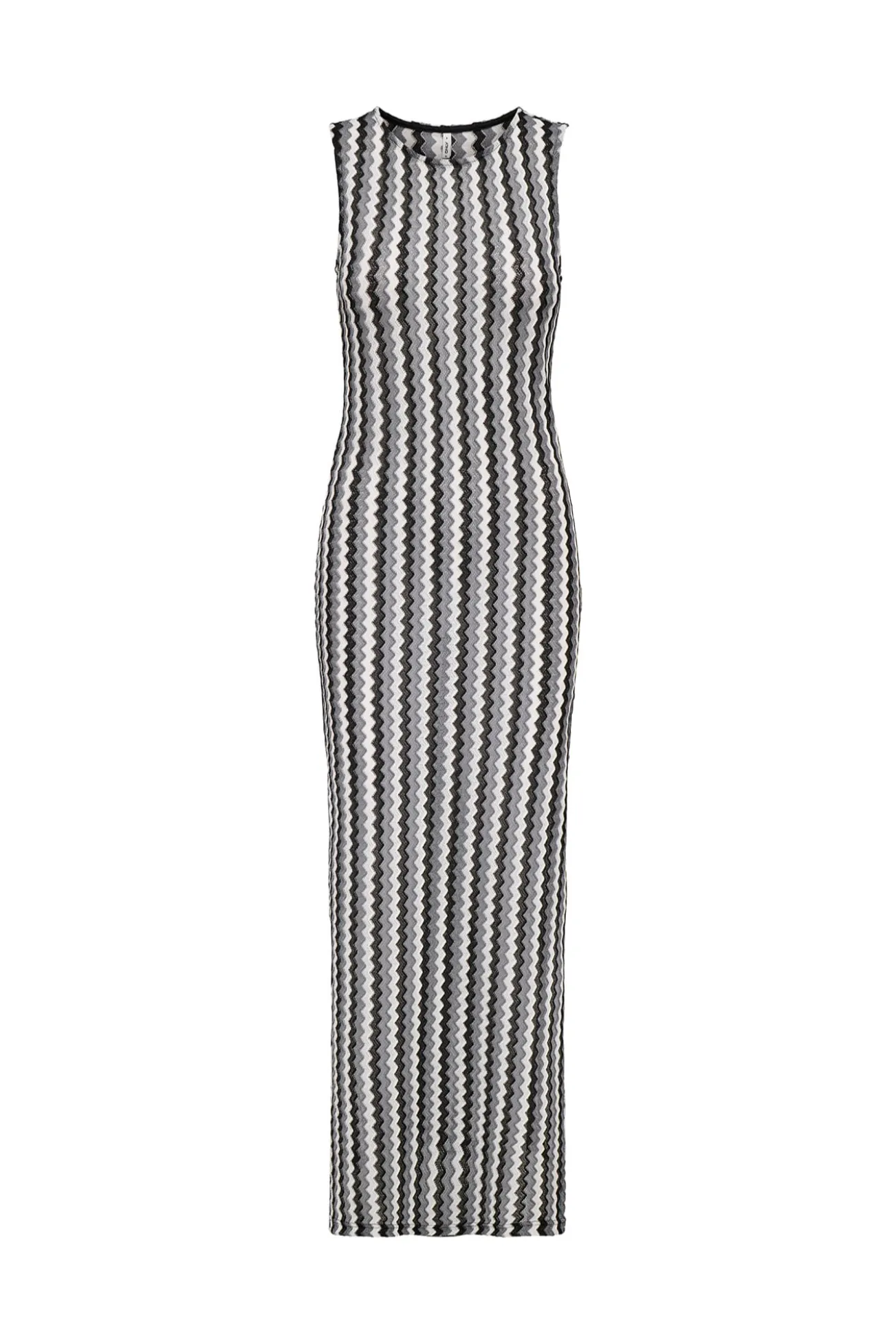 Vestido comprido estampado zigzag