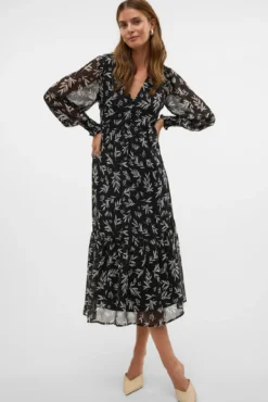 Vestido comprido manga comprida