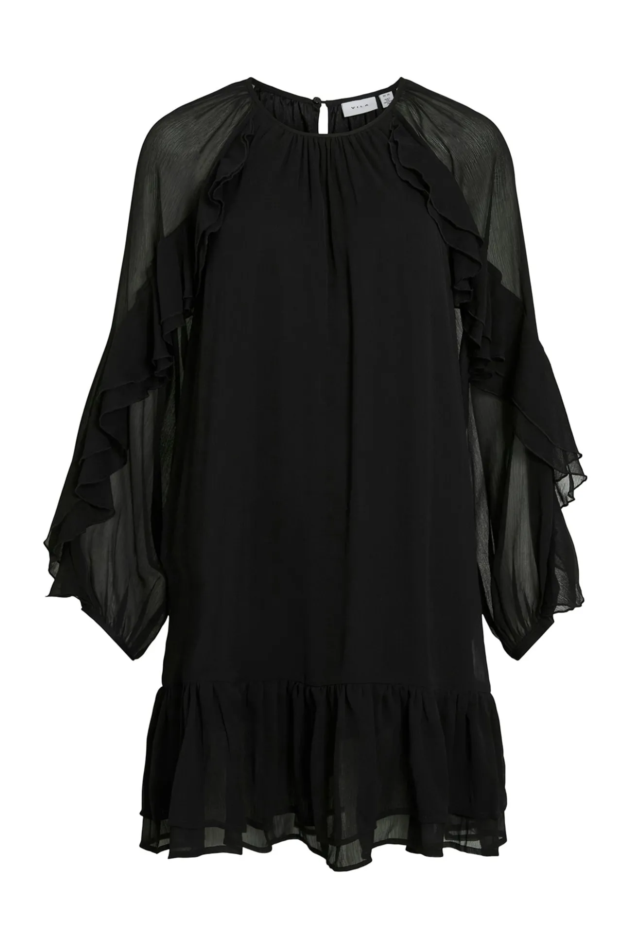 Vestido curto com babados