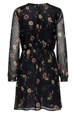 Vestido curto de chiffon com estampa floral