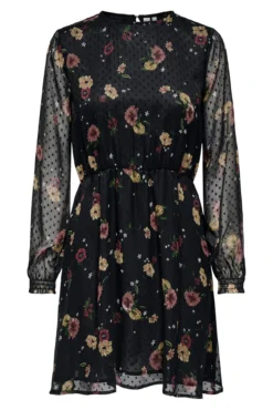 Vestido curto de chiffon com estampa floral