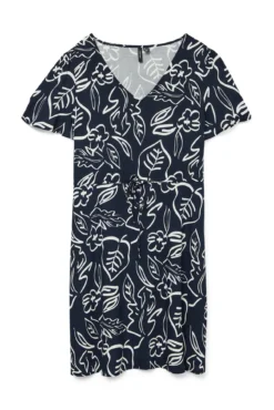 Vestido curto de gola em bico