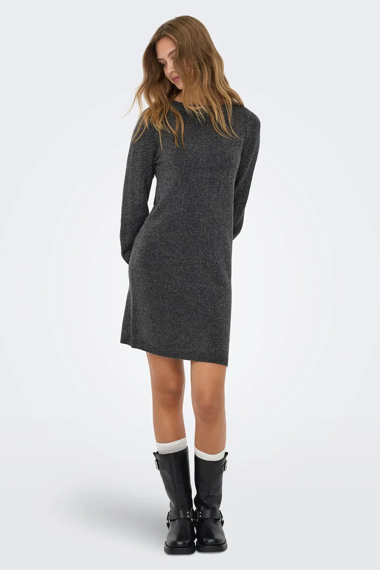 Vestido curto de malha lurex