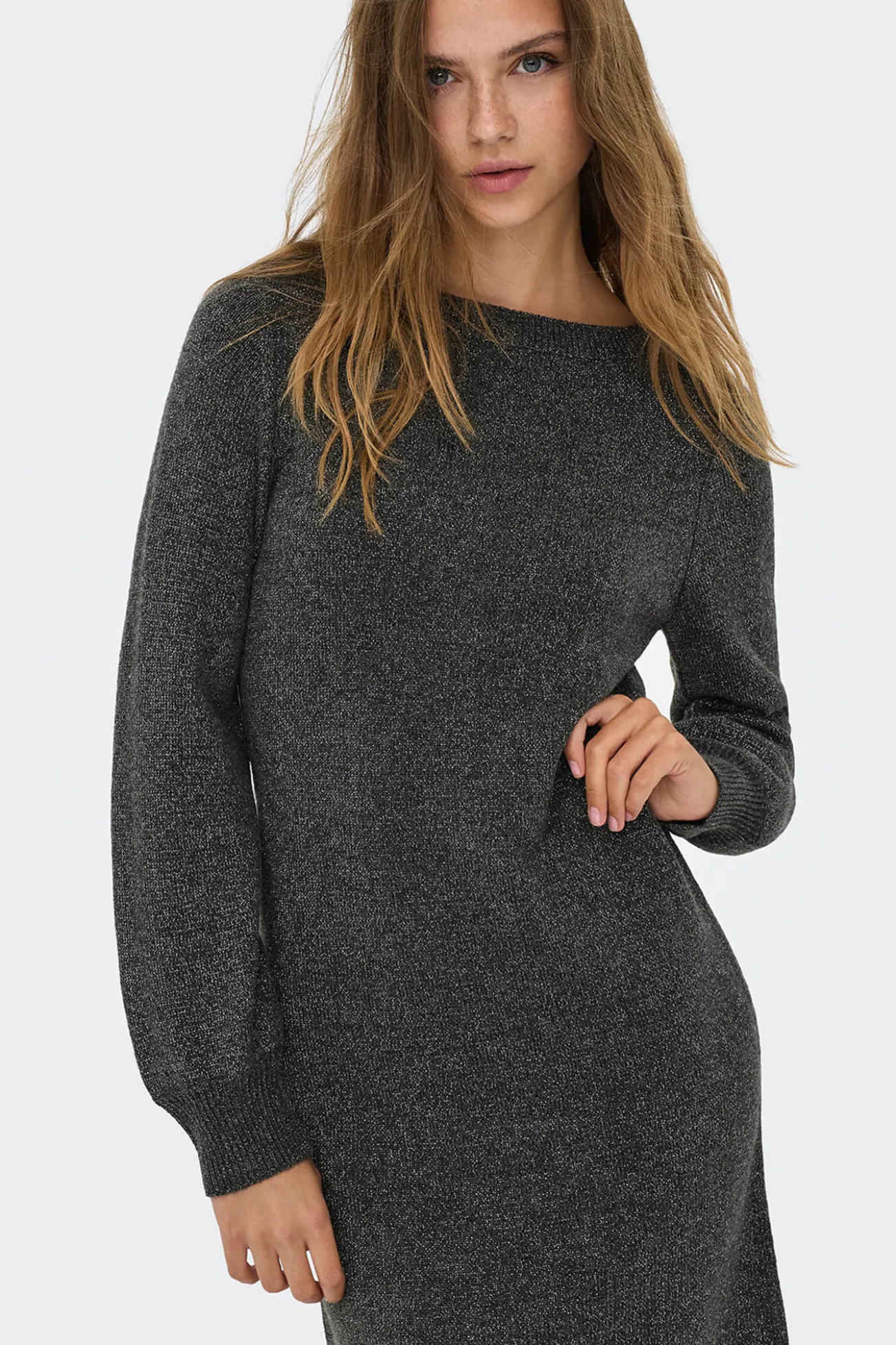 Vestido curto de malha lurex