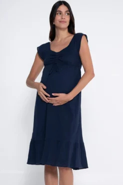 Vestido curto de pré-mamã com bata