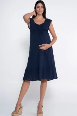 Vestido curto de pré-mamã com bata