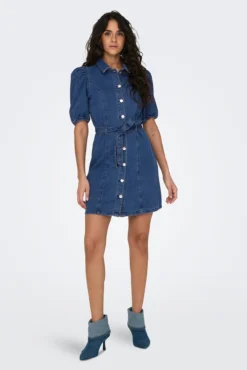 Vestido curto em denim