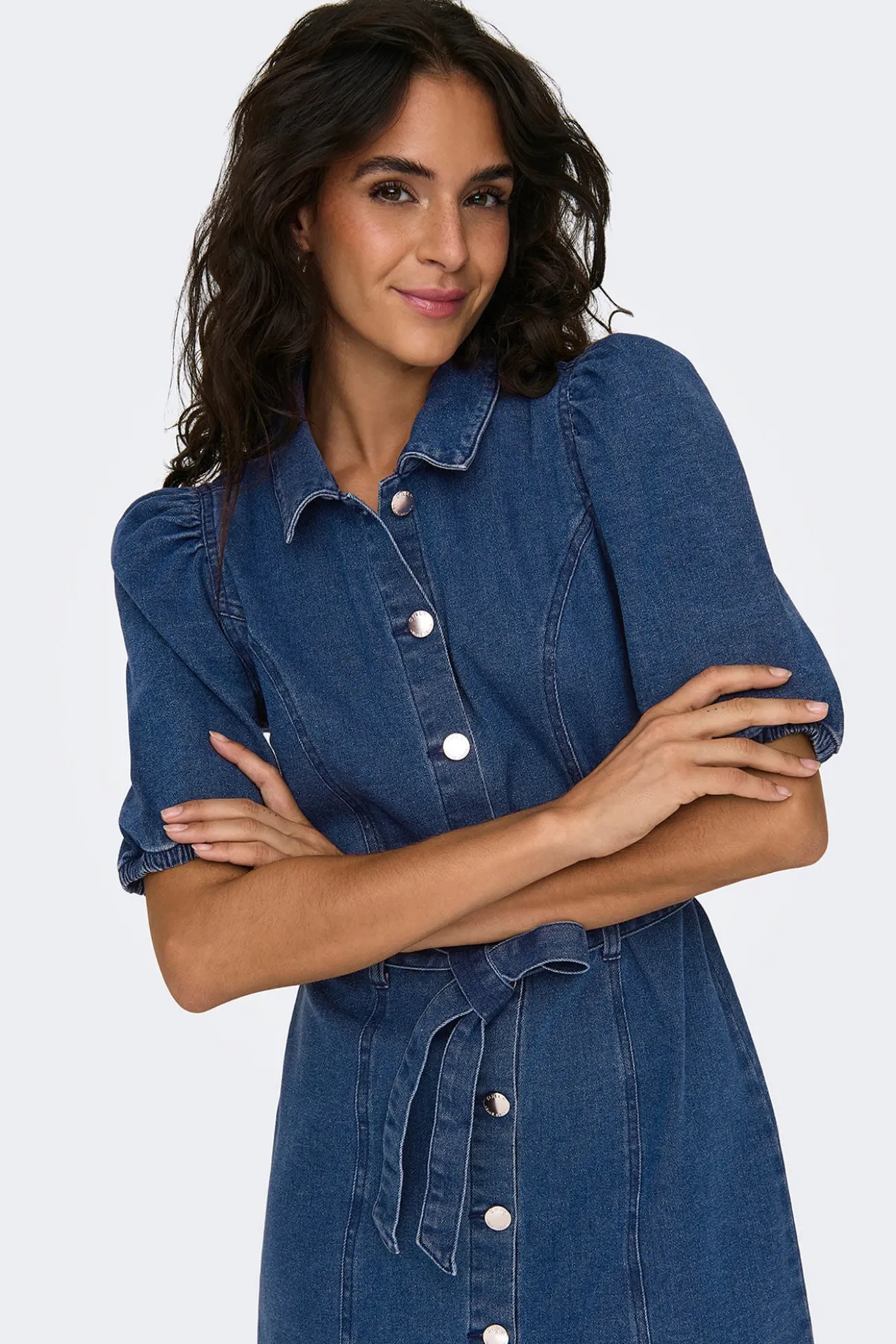 Vestido curto em denim