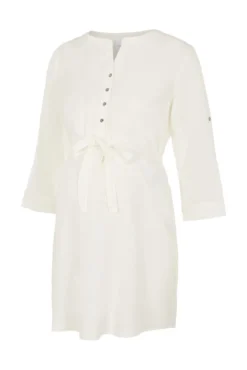 Vestido curto maternity e amamentação