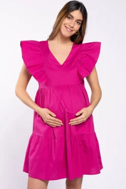 Vestido de amamentação com folhos nas mangas