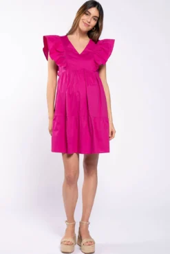Vestido de amamentação com folhos nas mangas