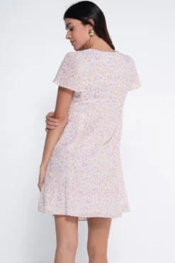 Vestido de amamentação estampado com botões