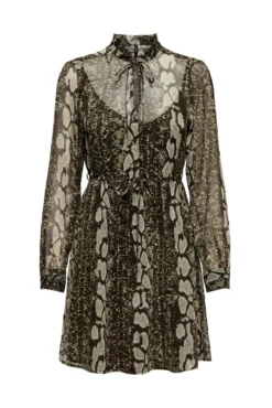 Vestido de chiffon com estampa animal