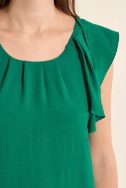 Vestido de manga curta borboleta com pregas