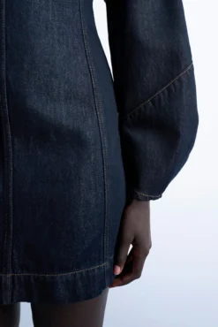 Vestido denim jeans em algodão e liocel