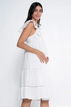 Vestido de pré-mamã romântico com amamentação
