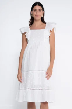 Vestido de pré-mamã romântico com amamentação