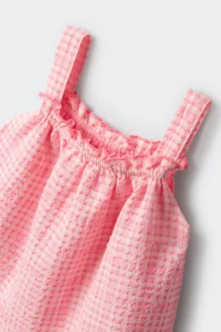 Vestido duplo estampado vichy menina
