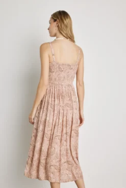 Vestido estampado com tiras