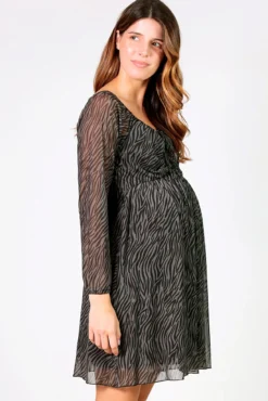 Vestido estampado maternity com franzidos no peito