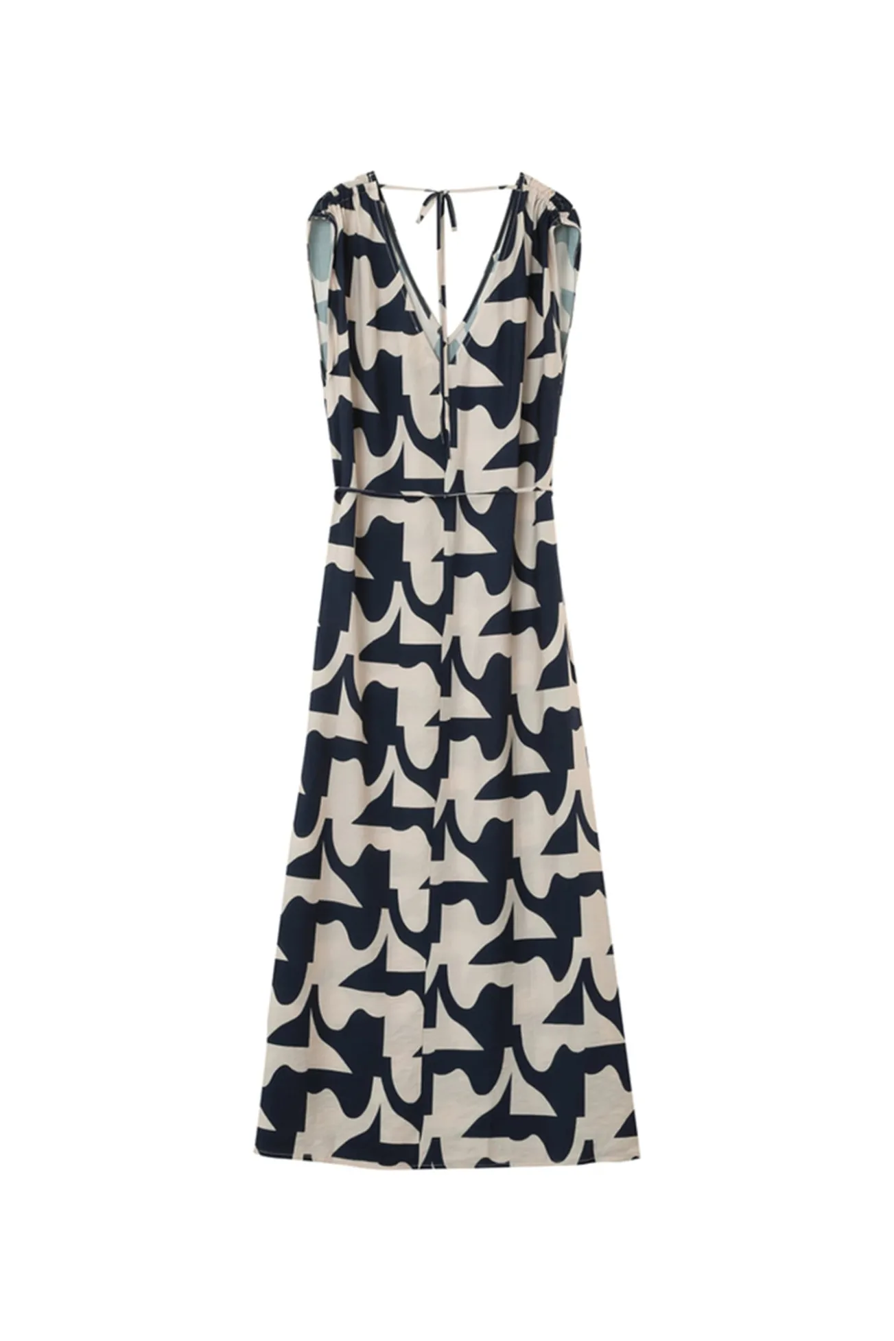 Vestido longo com estampado geométrica