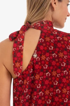 Vestido midi assimétrico com estampado floral