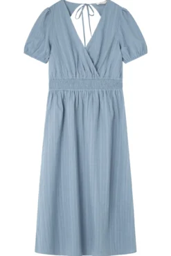 Vestido midi com decote nas costas