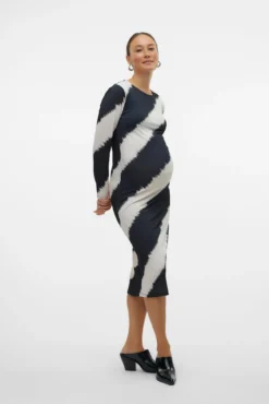 Vestido midi de manga comprida maternity