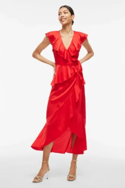 Vestido midi envelope de cetim