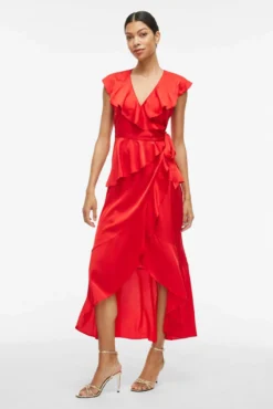 Vestido midi envelope de cetim