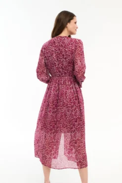 Vestido midi estampado com lurex