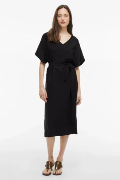Vestido midi manga 2/4 com viscose