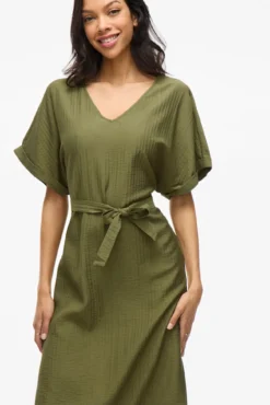 Vestido midi manga 2/4 com viscose