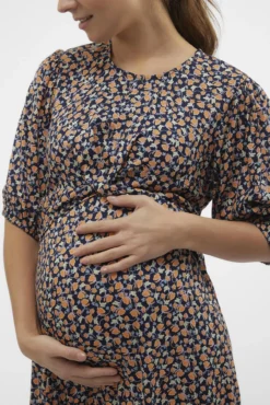 Vestido midi manga 2/4 maternity