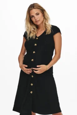 Vestido midi maternity com botões