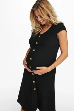 Vestido midi maternity com botões