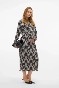 Vestido midi plissado para maternity