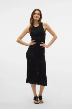 Vestido midi rendilhado
