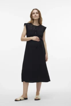 Vestido midi sem mangas maternity e amamentação
