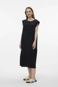 Vestido midi sem mangas maternity e amamentação