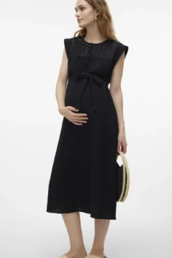 Vestido midi sem mangas maternity e amamentação